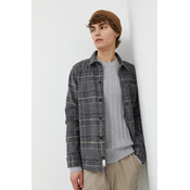Košulja-jakna s primjesom vune Hollister Co. boja: siva, za prijelazno razdoblje