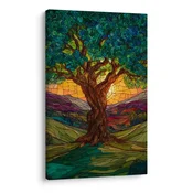 Slika sončni zahod za drevesom - 20x30