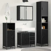 vidaXL Komplet pohištva za kopalnico 3 pcs Črni hrast 65 x 33 x 60 cm