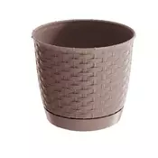 Prosperplast Plastični cvetlični lonec Ratolla Round 16,5 cm 2 l temno bež s podstavkom