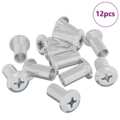 Vidaxl Zaklepna matica 12 szt. Nikljeva M6 x 15 mm Jeklo