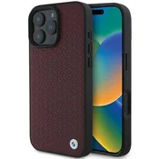 slomart Etui BMW Sign Leather Diamond Metal Logo MagSafe za iPhone 16 Pro Max - rdeče