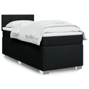 VIDAXL Box spring postelja z vzmetnico črn 90x190 cm blago