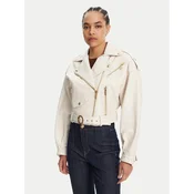 Just Cavalli Usnjena jakna 78PAVP05 Bela Loose Fit