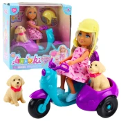 slomart Mini lutka LEAN TOYS Ankiki na skiroju s psičkom