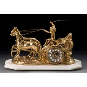 Casa Padrino luxury baroque table clock gold/white 42 x H. 25 cm - Handmade bronze clock baroque style - Baroque desk clock - Baroque desk decoration - Baroque decorative accessories