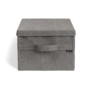 Siva tekstilna škatla za shranjevanje s pokrovom 31x41x22 cm Soft Storage Medium – Bigso