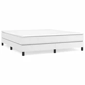 Vidaxl Posteljni okvir z vzmetmi bel 180x200 cm umetno usnje