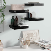 Plutajuce zidne police 4 kom sjajne crne 23 x 23,5 x 3,8 cm MDF