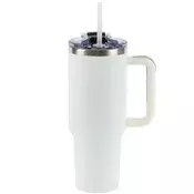Termovka s slamico MIAU - bela, 1200 ml