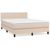 Vidaxl Box spring postelja z vzmetnico kapučino 140x190cm umetno usnje