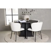 Venture Design Jedilna miza in stol komplet Bootcut okrogla miza in stoli Edina 110x75 cm črno bela
