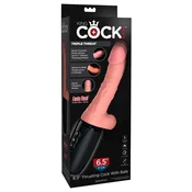 shumee King Cock Plus - Realističen vibrator s funkcijo toplote in šoka 17 CM, svetle barve kože