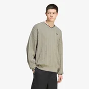 Pulover adidas Cable Knit Crewneck Sweatshirt Silver Pebble XL