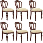 Casa Padrino Luxury Baroque Mahogany Dining Chair Set of 6 Gold/Dark Brown - Baroque Furniture