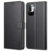 Infostyle Ganbary usnjen preklopni ovitek za Xiaomi Redmi Note 10 5G/Poco M3 Pro 5G – kartice, stojalo - črna