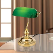 ORION Stolna lampa u stilu bankara Onella, zelena - Dnevni boravak/blagovaonica - Moderan - mjed, sjajno zelena - Metal