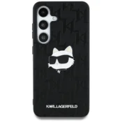 Originalen KARL LAGERFELD ovitek Samsung Galaxy S25 Plus 5G - Monogram Choupettes Head - črna zaščita - KLHCS25MPGKLCHPK