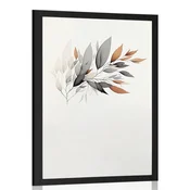 Plakat minimalistična vejica z listi - 60x90 white