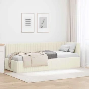 vidaXL Kotna postelja z vzglavjem krema 80 x 200 cm Žamet