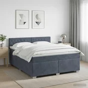 vidaXL Postelja boxspring z vzmetnico Temno siva 160 x 200 cm Žamet