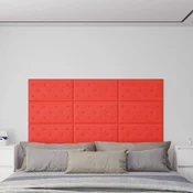 Zidna uzglavlja 12 pcs Crvena 60 x 30 cm Lažna koža