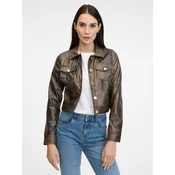 Brown womens patterned faux leather jacket ORSAY - Womens