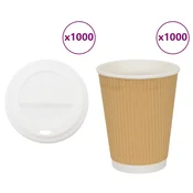 Vidaxl vidaXL papirnati kozarci s pokrovi, 1000 kosov, 400 ml, 473 ml