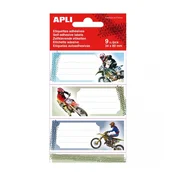 APLI APLI Mini nalepke šolske-motorji 81 x 36 mm za ročno pisanje, 9 kos, (21289134)