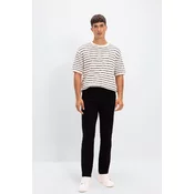 DEFACTO Mens Black Standard Fit 4 Pocket Cotton Flexible Chino Straight Leg Canvas Trousers