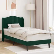 Vidaxl Konstrukcija postelje Temno zelena 90 x 200 cm Žamet