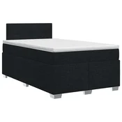 vidaXL Postelja boxspring z vzmetnico Črna 120 x 200 cm Blago