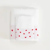 Stefan set peškira bela 30x50 i 50x90, crveno srce