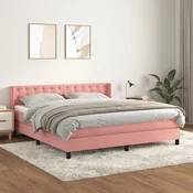 Greatstore Box spring postelja z vzmetnico roza 180x200 cm žamet