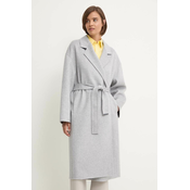 Vuneni kaput Calvin Klein boja: siva, za prijelazno razdoblje, oversize, K20K207089