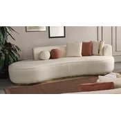 Casa Padrino luxury sofa cream/gold 270 x 120 x H. 76 cm - Curved living room sofa - Hotel sofa - Living room furniture - Hotel furniture - Luxury furniture - Luxury furnishings