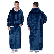 shumee ODEJICA Z MAJICO Velika topla debela ODEJICA Z MAJICO 2v1 XXL TEMNO MODRA Krznena [KB-XL3]