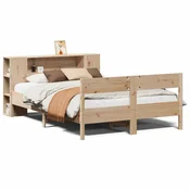 Vidaxl Knjižna postelja brez vzmetnice 135x190 cm trdna borovina