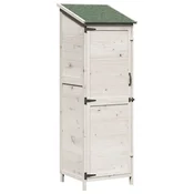 Vidaxl Vrtno skladišče s streho Bela 59,5 x 56 x 176,5 cm Trdna smreka