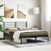 shumee vidaXL Kovinski posteljni okvir z vzglavjem črne barve 150x200 cm