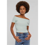 Womens T-shirt Organic Off Shoulder Rib - mint