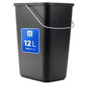 KADAX Koš za odpadke 12 l črne barve z ročajem