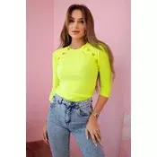 Blouse with decorative buttons yellow neon