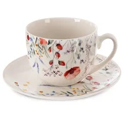 Northix Skodelica s krožničkom, porcelan, bela, MAKI, 260 ml