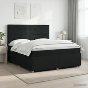 vidaXL Postelja boxspring z vzmetnico Črna 140 x 200 cm Blago