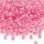 Kašaste perle (seed beads) 4 mm providna boja unutra roze