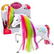 slomart LEAN TOYS Bajkoviti beli konj z mavričnim grebenom in pisanimi okraski