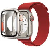 GS Komplet 2 v 1 iz najlonskega paščka in etuija za Apple Watch 4/5/6/SE 44 mm, rdeč