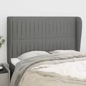 Vidaxl vidaXL Vzglavnik s krilci temno siv 147x23x118/128 cm blago