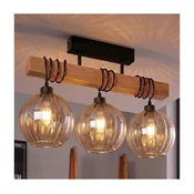 Brilagi - Plafonski luster WOOD GLASS 3xE27/60W/230V borovina/crna/zadimljeno braon